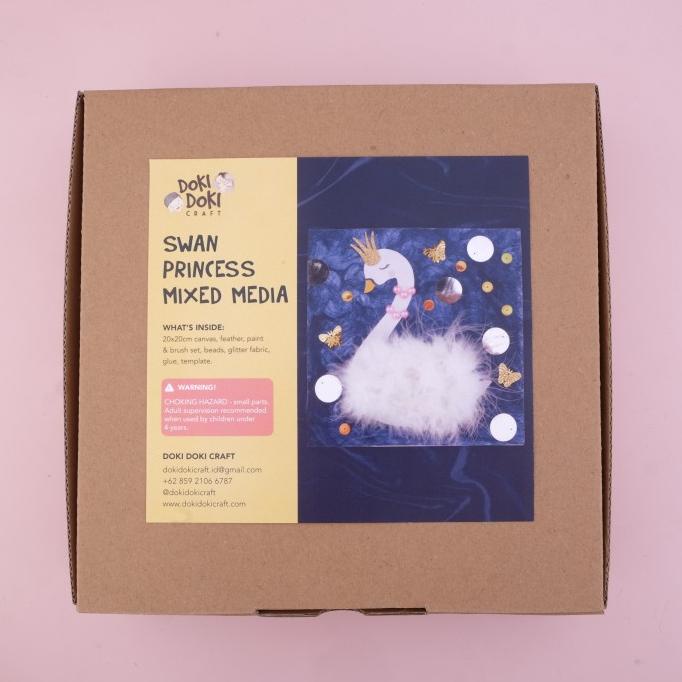 

Swan Princess Mix Media Canvas Craft Kit - Doki Doki Kids Activity Fun