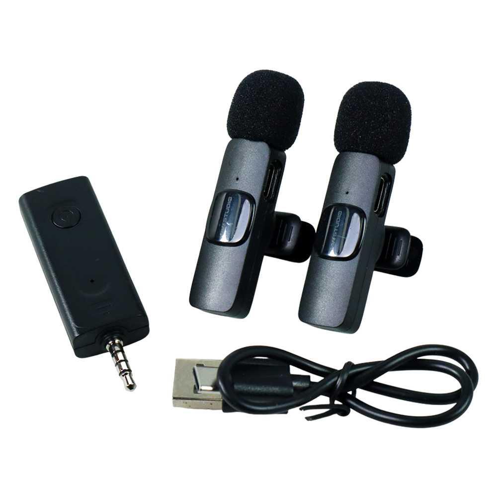 Mikrofon Clip On Mic HP Wireless Bluetooth Redam Suara Bising 2 PCS