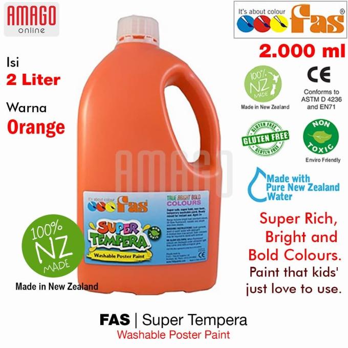 

FAS - SUPER TEMPERA WASHABLE POSTER PAINT - 2 LITERS - ORANGE - 013