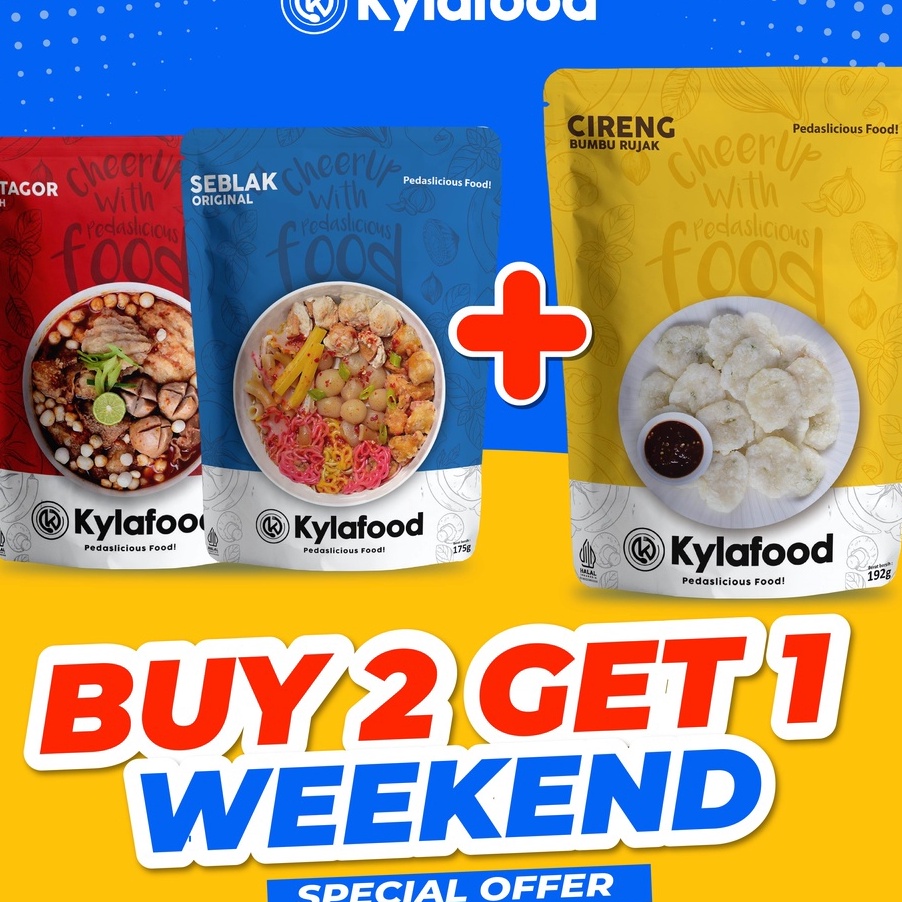 

JYDD3816㊢ Kylafood Buy 2 Get 1 Free Khusus Weekend ( 1 Seblak Original 1 Batagor Kuah Free Cireng Rujak ) ㊪