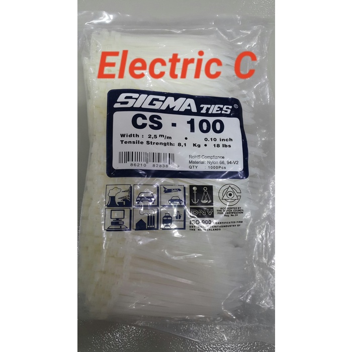 

Kabel Ties / Kabel Tis / Cable Tie CS 100 T Putih 10 cm SIGMA