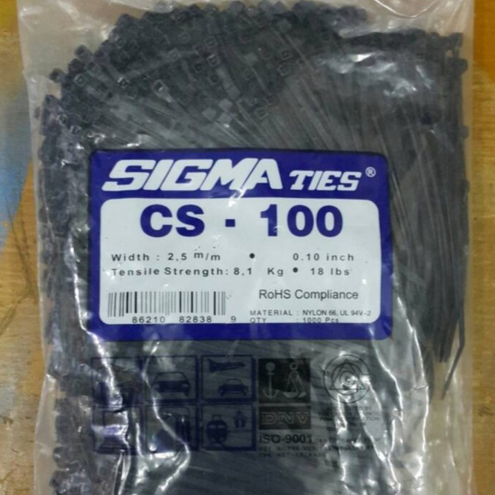 

Kabel Ties/Cable Tie Sigma CS 100 Hitam/Putih isi 1.000pcs