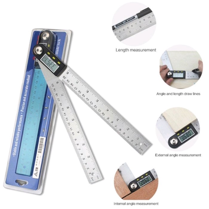 

Terlaris Penggaris Busur Derajat Digital 2 In 1 Goniometer 200Mm