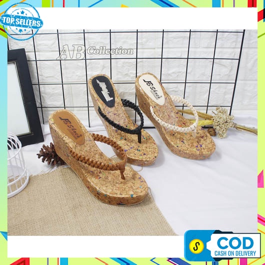 Sandal Wanita Kekinian 2023 Simple Elegan Korean Style Wedges  Mewah Jelly Terbaru Teplek Karet Send
