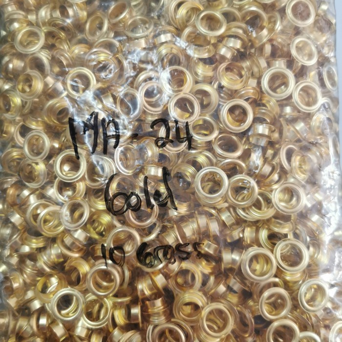 

Terlaris Mata Ayam 24 + Ring / Mata Eyelet 10Mm Warna Gold / 10Gross