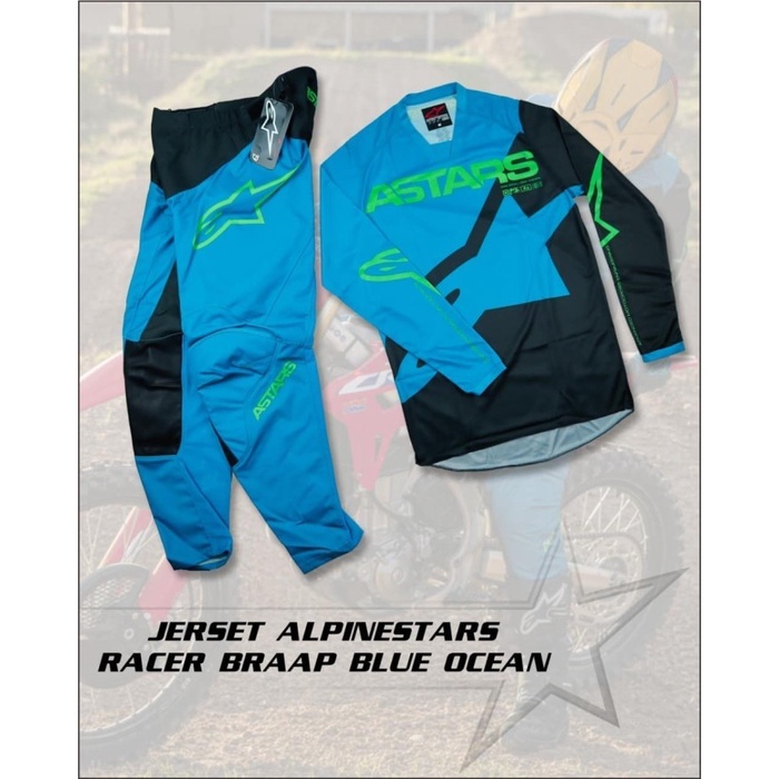 JERSEY SET GEAR SET ALPINESTAR RACER BRAAP RACER BLUE OCEAN PROMO