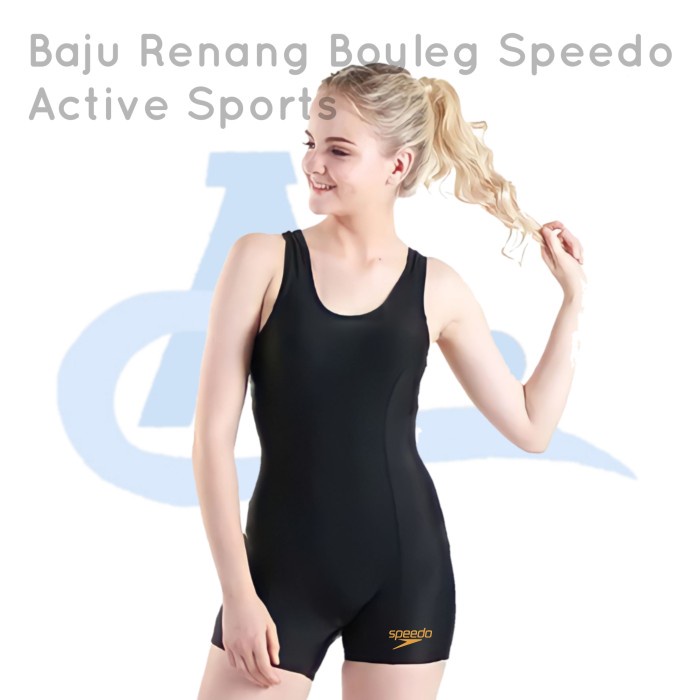 Baju Renang Wanita Speedo Dewasa Boyleg Atlet Diving Hitam Polos