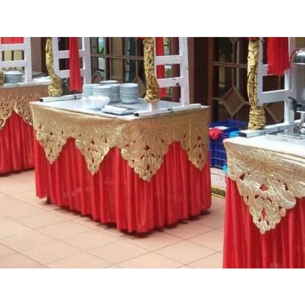 Termurah Poni Dekorasi Pernikahan Pelaminan | Pinggiran Meja Prasmanan Catering 3 Meter Gold Dan Sil