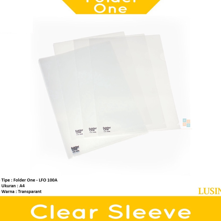 

[KODE PRODUK TM88L3486] Folder One - Map L Bening Transparent A4 Warna - Lusin
