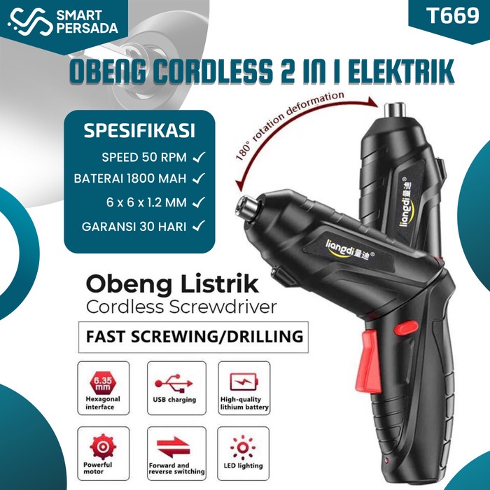 Terlaris Obeng Cas Cordless Baterai Mini Listrik Elektrik Otomatis Tanpa Kabel