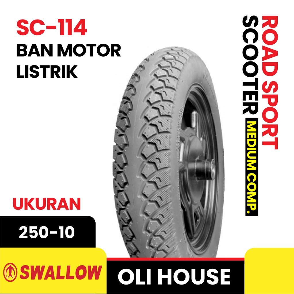 BAN MOTOR LISTRIK UKURAN 250 RING 10 SC-114 TUBLES SWALLOW