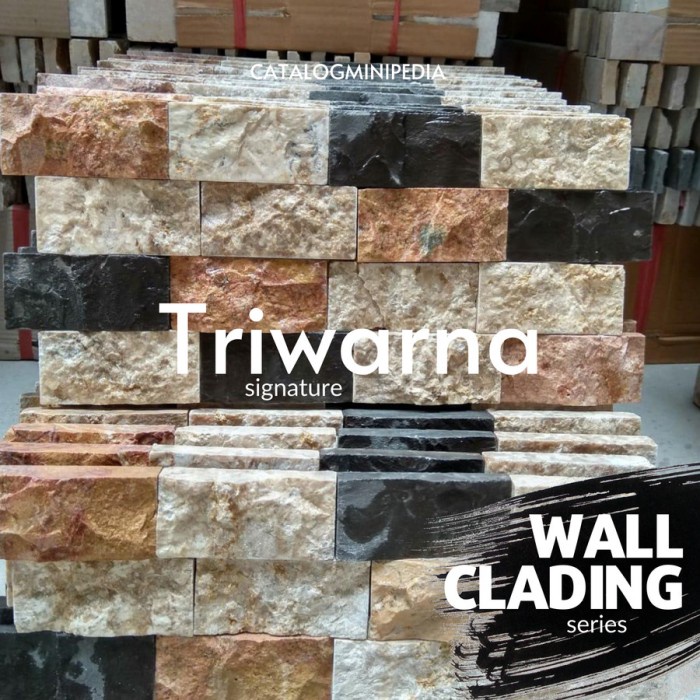 Batu Alam wall Clading 3 Warna - Triwarna Mozaik (free coating)