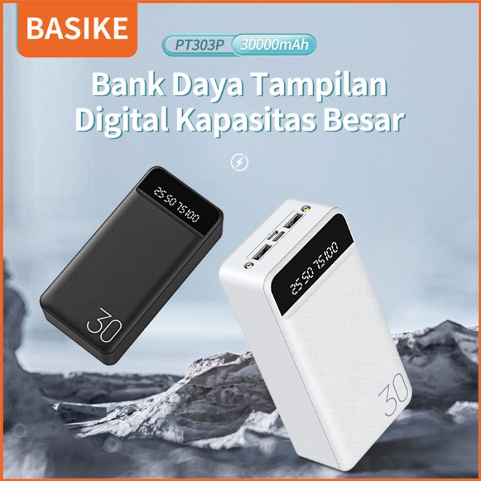 Terlaris Powerbank 30000Mah Lampu Led Ganda Dual Input Dual Output Basike Asli
