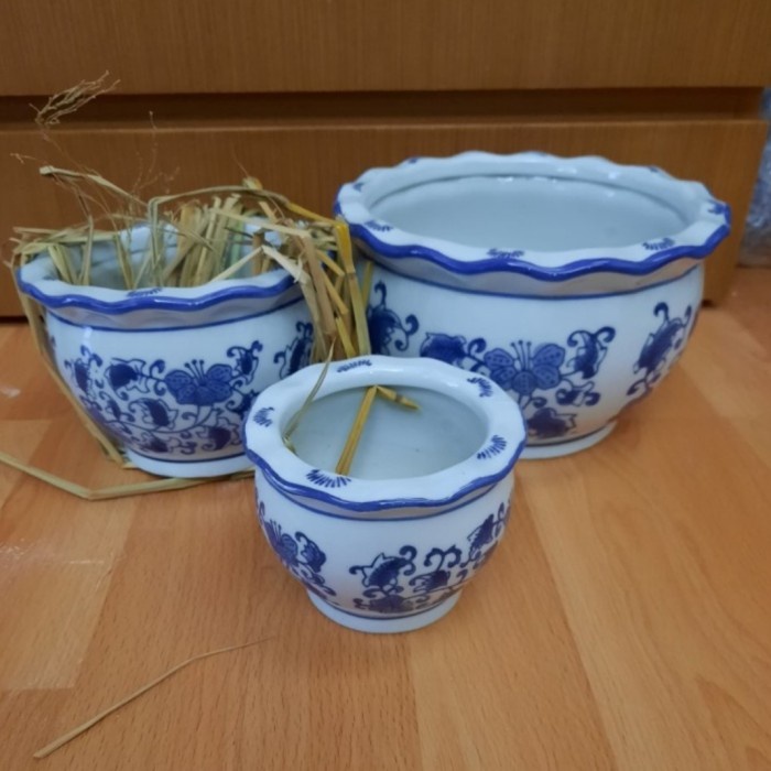 Pot Tanaman Keramik Set 3 Model Bulat