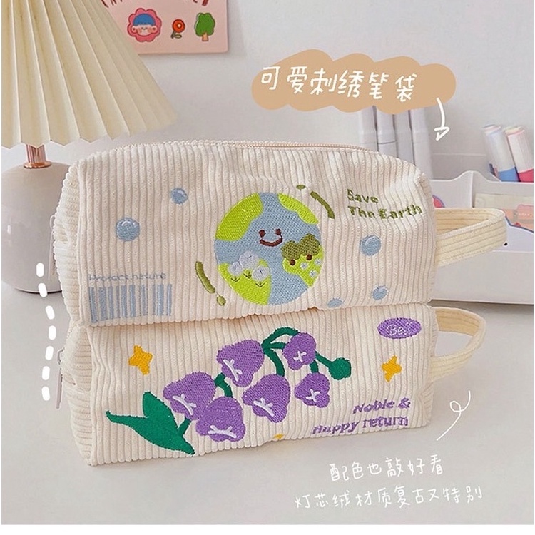 

Model Keren KENSHO Pouch Aesthetic Kain Corduroy Handle Lucu Import / Kotak Pensil Kain / Tempat Makeup / Cute 05I