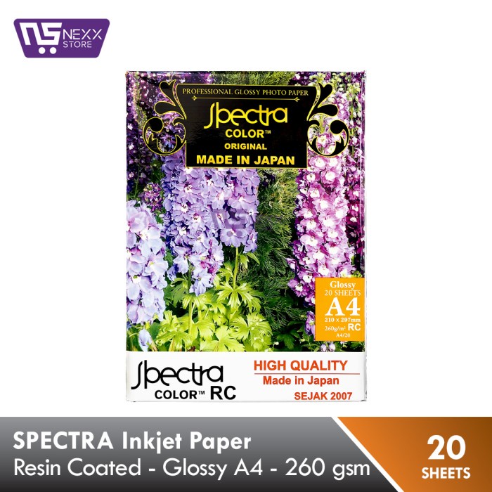 

Terlaris Promo !!! Spectra Rc Inkjet Paper Glossy A4 260 Gsm