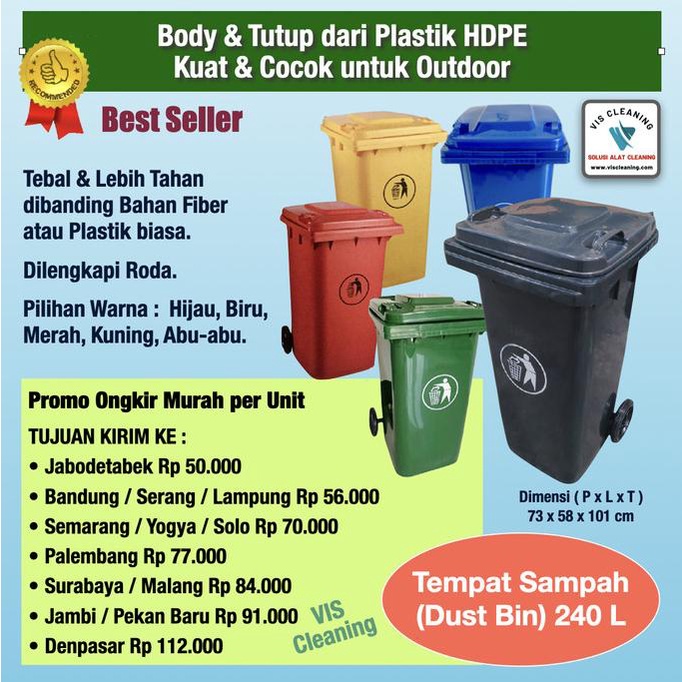Tempat Sampah Plastik KLEEN 240 L ( Plastic Dust Bin )