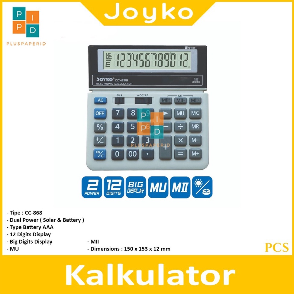 

Paling popular JOYKO - Calculator - Kalkulator CC-868 12 Digits - Pcs QHS