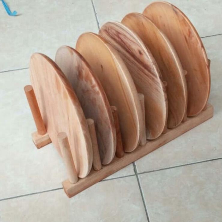Rak Piring Kayu / Tempat Piring Kayu - Peralatan Dapur Kayu
