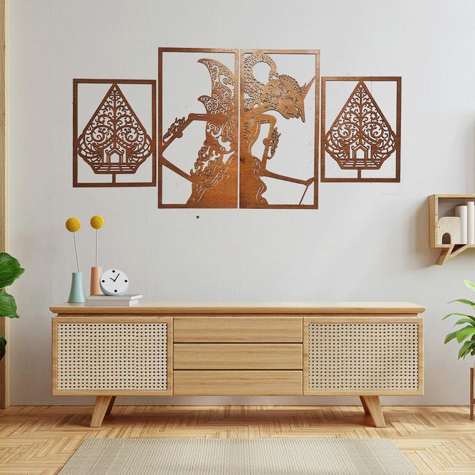 Hiasan dinding kayu motif wayang