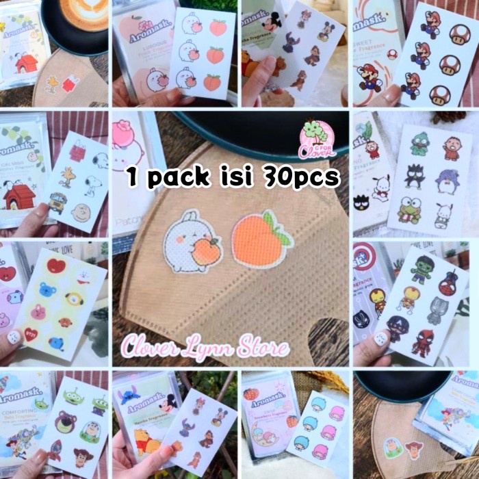 Terlaris Cute Aromask Patch Tempelan Masker Lucu Karakter Sticker Stiker Parfum