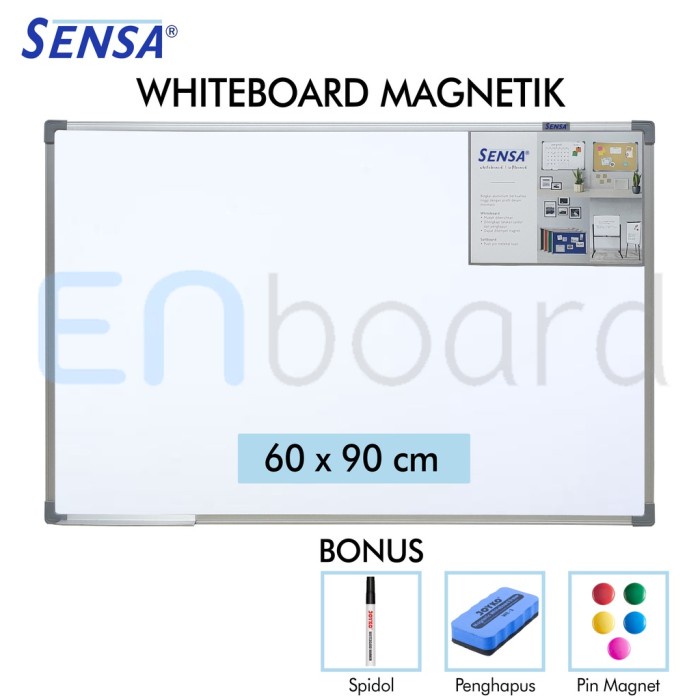 

Terlaris Papan Tulis Whiteboard / White Board Gantung Magnet Single Face Sensa