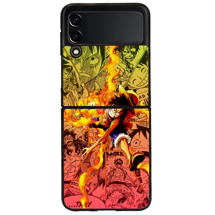 Case Casing Softcase Hardcase Samsung Galaxy Z Flip 3 4 Z Fold 3 4 Fire Luffy One Piece AO0076