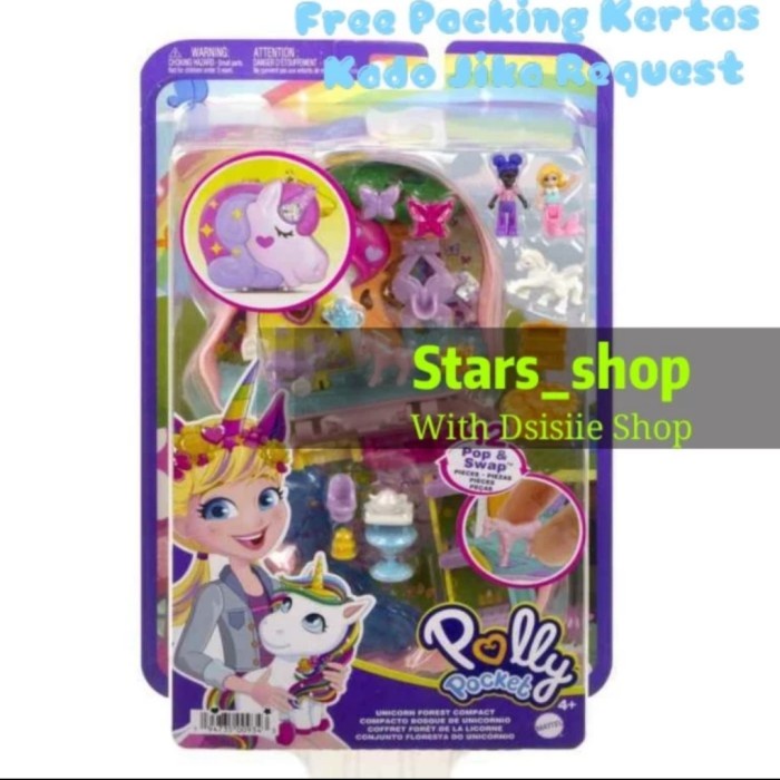 PROMO POLLY POCKET UNICORN FOREST COMPACT FIGURE ORIGINAL TERLARIS