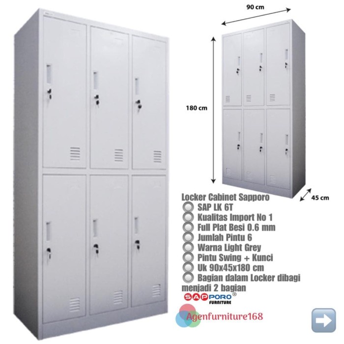 

Locker Cabinet 6 Pintu Full Besi Sap Lk 006T