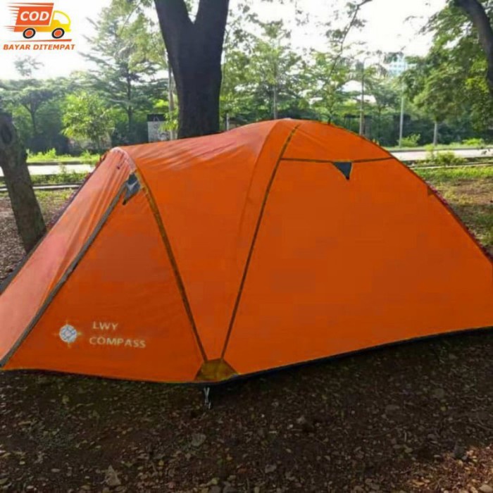 Tenda lwy compass fiber 4-5 orang double layer tenda compas