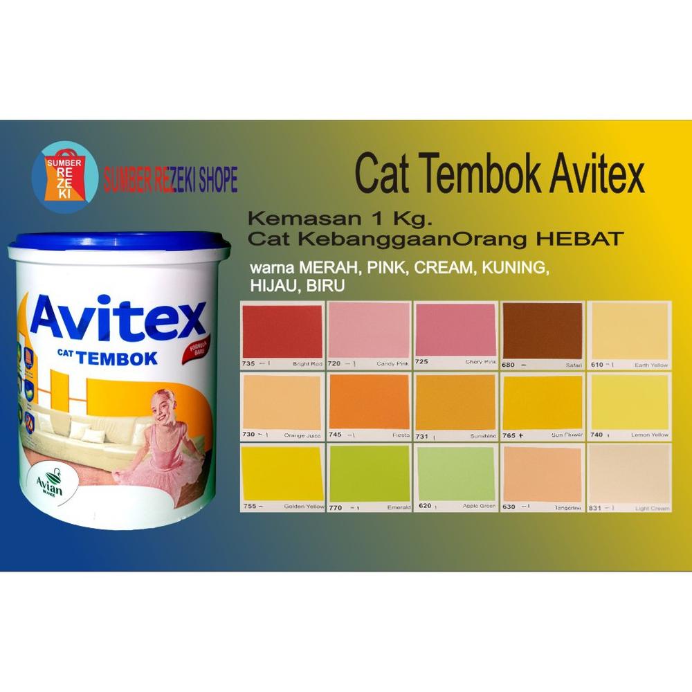 Baru Cat Tembok (Merah,Pink,Kuning,Cream,Hijau) Plafon Gypsum Avitex Interior 1Kg Avian Brands