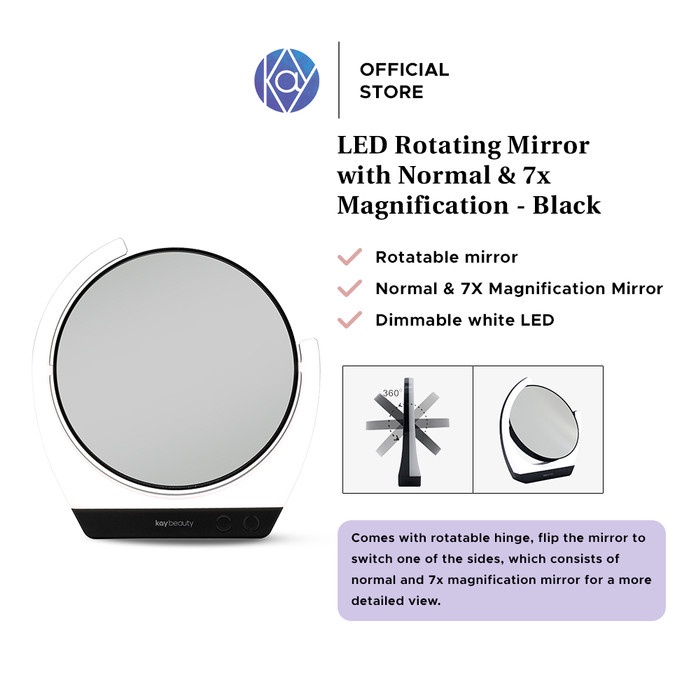 Terlaris Kay Beauty Led Rotating Mirror With Normal & 7X Magnification