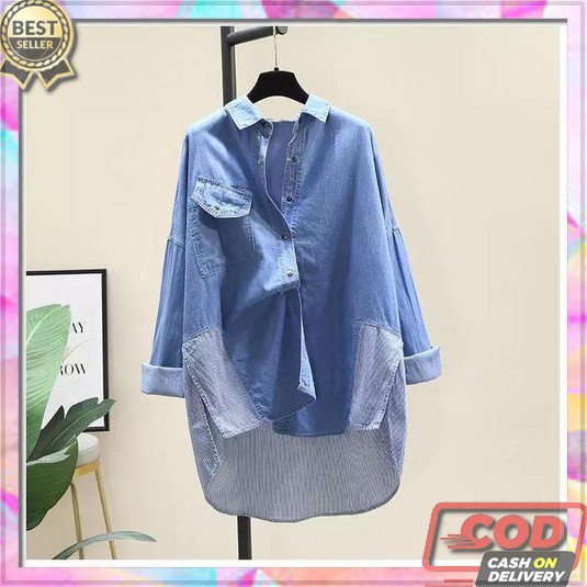 Trending Hm Kemeja Denim Jeans Jins Levis Lepis Wanita Perempuan Cewek Bagus  Cod  - 959 -  Kemeja J