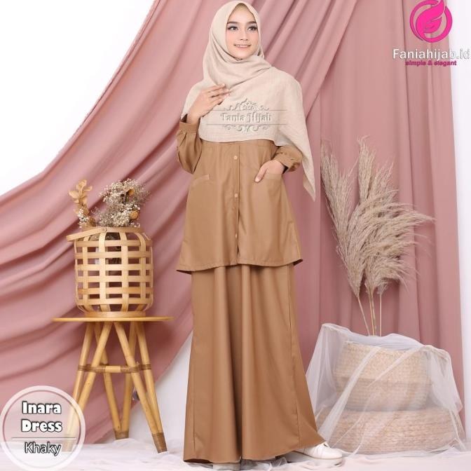 Seragam Dinas Pemda Khaki Gamis Inara Dress By Fania Hijab