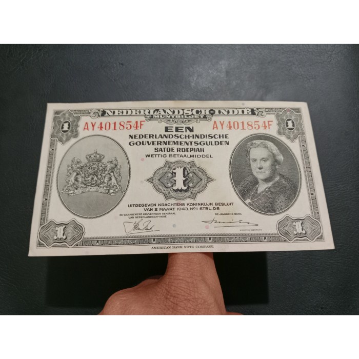HOT SALE UANG KERTAS 1 RUPIAH SERI NICA INDONESIA ERA JAJAHAN BELANDA 1943 XF+ TERBARU