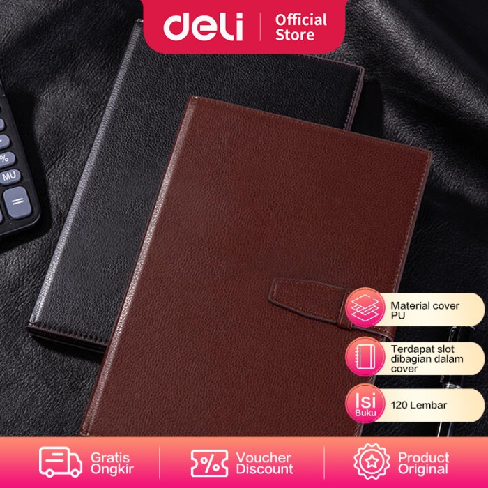 

Deli Leather Cover Notebook / Buku Tulis Sampul Kulit 16K 120Lmbr 7945