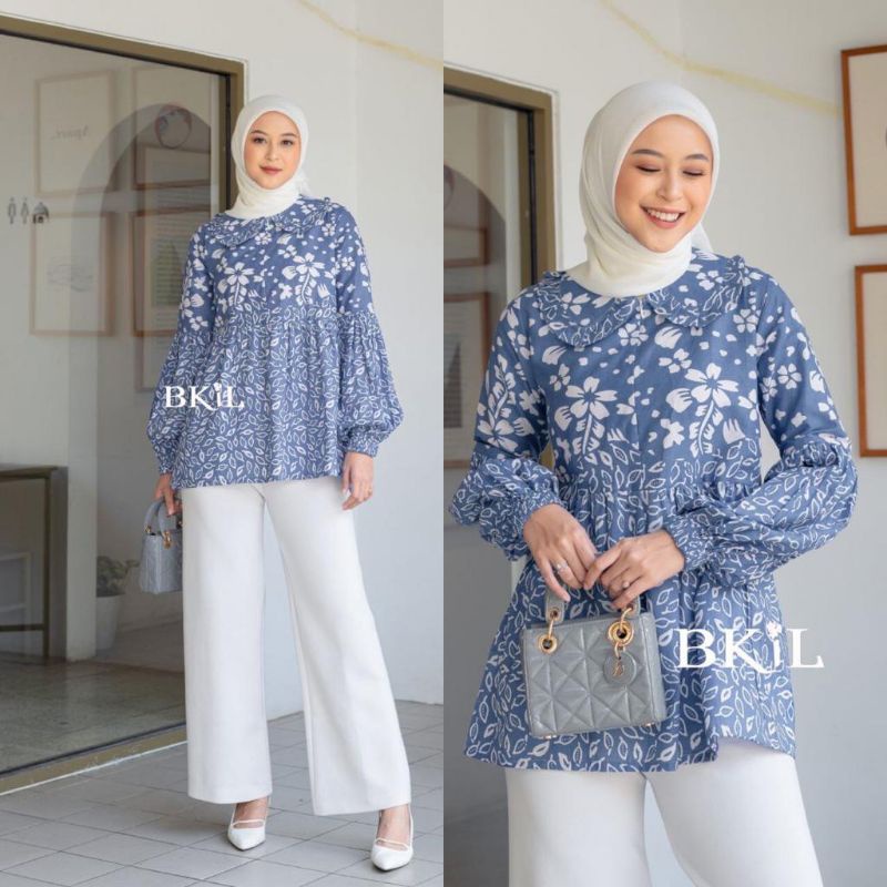 BLUS BATIK WANITA MODERN BUSUI FRIENDLY REYANA ||ATASAN KERJA||M-L-XL-XXL-3M-L-XL-XXL