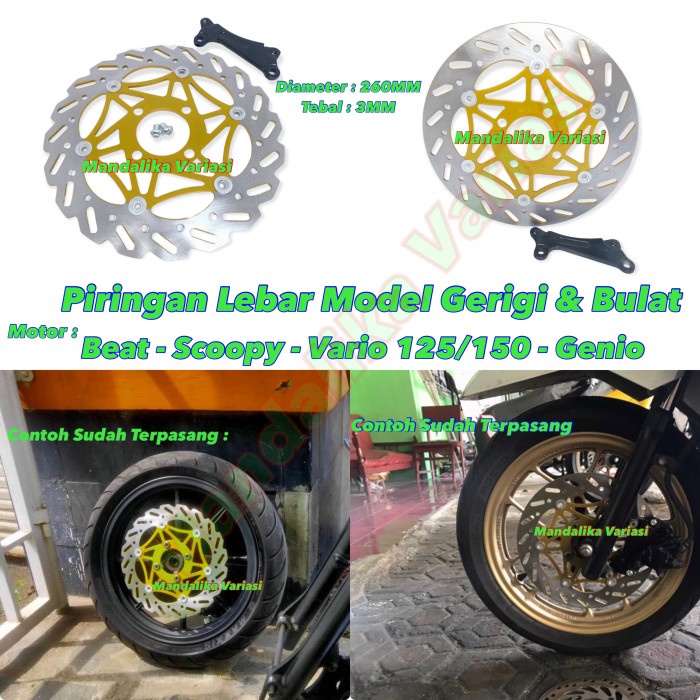 Kode Br10 Piringan Cakram Depan Beat Goyo 260Mm + Breket Motor Scoopy Vario Beat