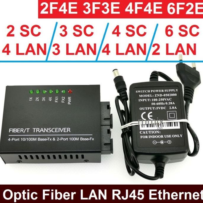 Converter 6 Port Fiber Optik FO SC Port LAN RJ45 4 6 Ethernet Switch