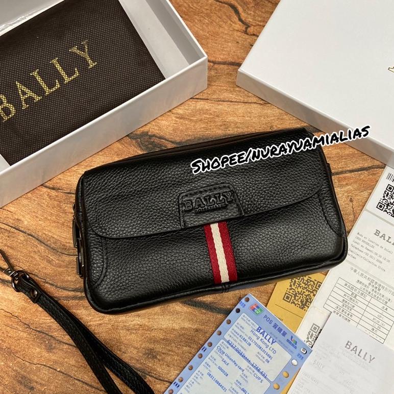handbag pria bally ori leather dengan kode kunci import Pouch bag Bally clutch pria Bally import Bes