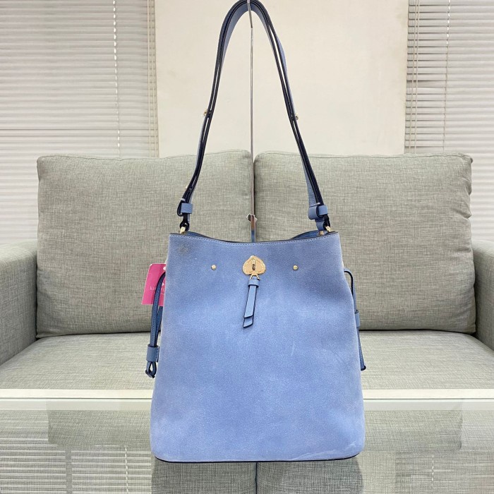 PROMO TAS WANITA KATE SPADE KS MARTI SUEDE LARGE BUCKET DUSTY BLUE AL TERMURAH