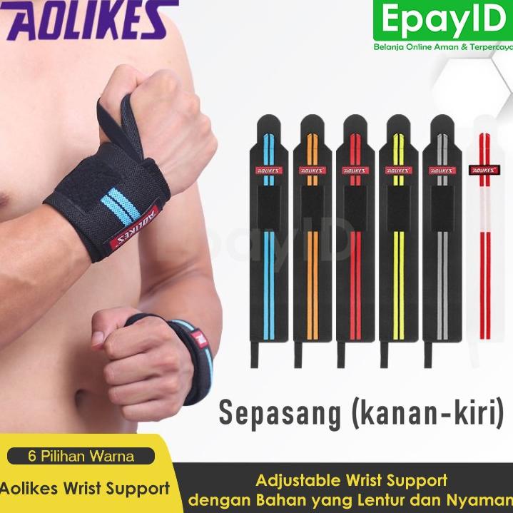 Promo Aolikes Deker Pergelangan Tangan A1538 Set Wrist Band 50Cm Pelindung Workout Elastis Adjustable Strap Support Kyx