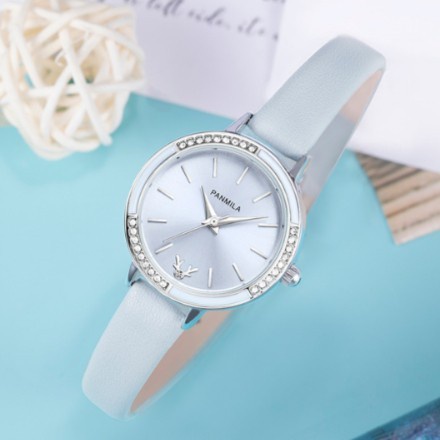 FLASH SALE!!! PANMILA JAM TANGAN WANITA KASUAL P0540S-DZ1WBB TALI KULIT BABY BLUE TERLARIS