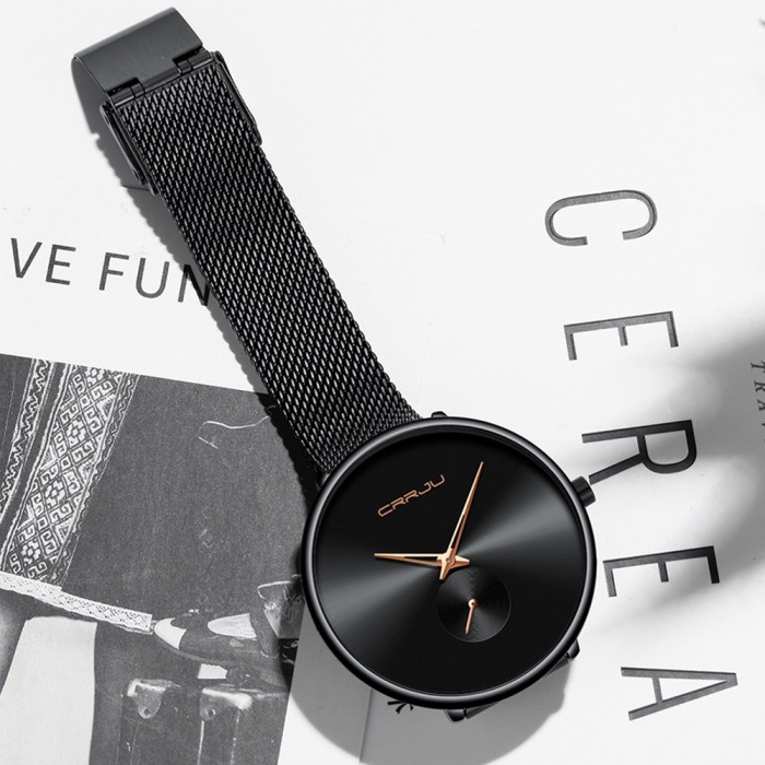 DISKON SPESIAL JAM TANGAN WANITA CRRJU ORIGINAL SIMPLE DIAL SANTAI MODE TALI JALA TERBARU