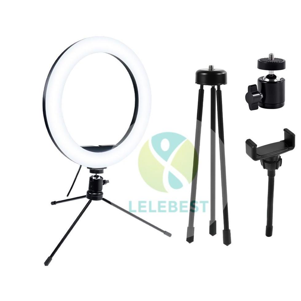 Terbaru Paket Komplit Ringlight 26Cm + Tripod Meja Make Up Vlog Lampu Ringlight 26Cm