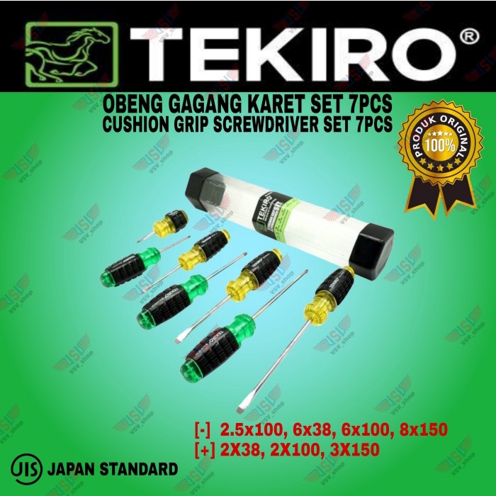 Tekiro Cushion Grip Screwdriver Set 7Pc / Obeng Set 7Pc / Obeng Karet