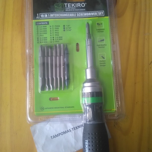 Obeng Rachet Tekiro Set 19In1 Obeng Bolak Balik Tekiro 19 In 1