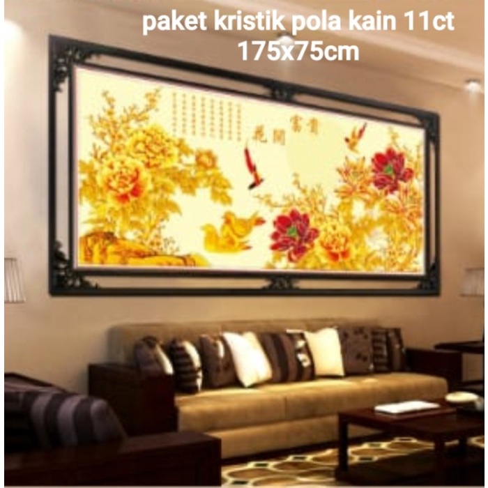 TERMURAH paket kristik pola kain jumbo pemandangan japanese garden air terjun