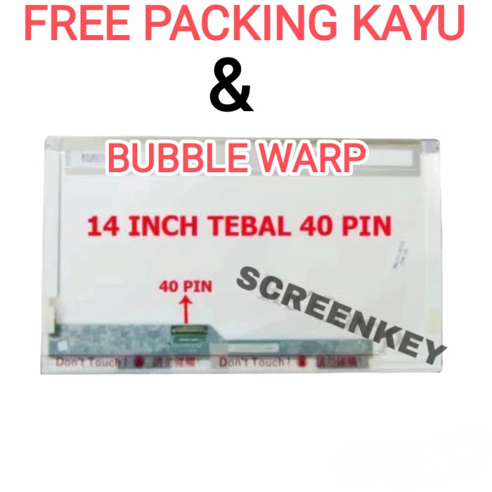 LCD LED Layar Laptop 14 Inch 40 Pin Tebal