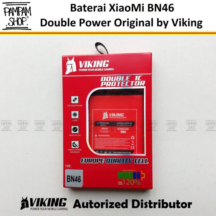 Terlaris Baterai Viking Double Power Origil Bn46 Redmi 7 Note 8 Batre Batrai Ba